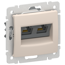 IEKVALENA Розетка компьютерная двойная RJ45 категория 5Е UTP 6945361 песочный IEK