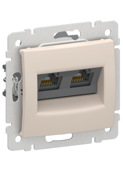 IEKVALENA Розетка компьютерная двойная RJ45 категория 5Е UTP 6945361 песочный IEK