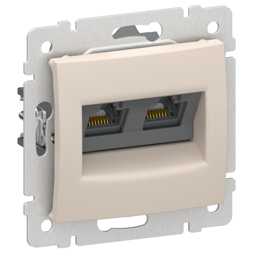 IEKVALENA Розетка компьютерная двойная RJ45 категория 5Е UTP 6945361 песочный IEK
