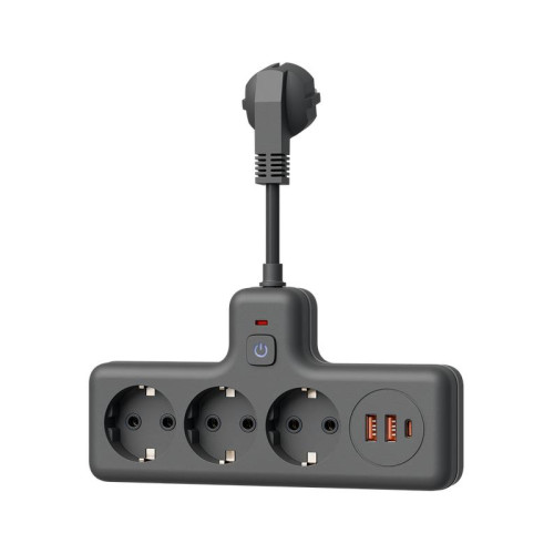 Удлинитель с сетевым фильтром 3х0.3м 10А 2USB + 1USBC 2500Вт ПВС 3х1 компакт черн. КОСМОС FRKsm0.3m-3g(B)USB Удлинитель с сетевым фильтром 3х0.3м 10А 2USB + 1USBC 2500Вт ПВС 3х1 компакт черн. КОСМОС FRKsm0.3m-3g(B)USB