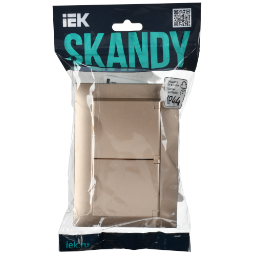 SKANDY Розетка 2-местная и крышкой 16А в сборе IP44 SK-R12Sa песочный IEK SKANDY Розетка 2-местная и крышкой 16А в сборе IP44 SK-R12Sa песочный IEK