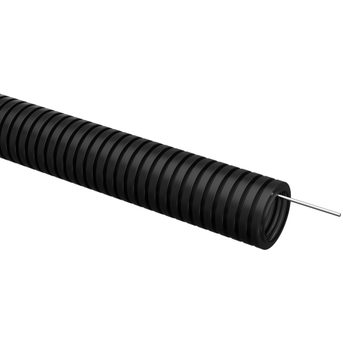 ELASTA Труба гофрированная ПВХ легкая d=32мм с зондом черная (25м) IEK