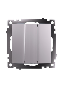Выключатель 3-клавишный (механизм), STEKKER GLS10-7108-03, 250V, 10А, серия Катрин, серебро