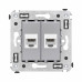 Компьютерная розетка RJ-45 без шторки в стену, кат.6 двойная, Avanti, закаленная сталь
