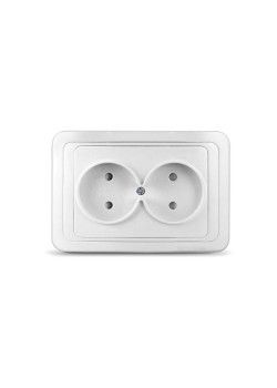Розетка 2-м СП Валери 16А IP20 без заземл. защ. шторки бел. UNIVersal В0102x
