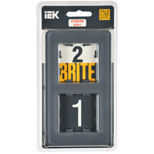 BRITE Рамка 2-местная РУ-2-2-Бр стекло графит RE IEK BRITE Рамка 2-местная РУ-2-2-Бр стекло графит RE IEK
