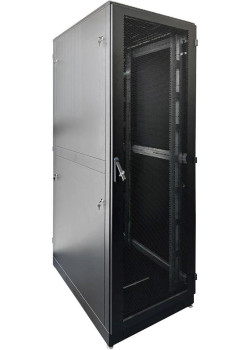 Шкаф серверный ЦМО (ШТК-М-42.6.10-44АА-9005) напольный 42U 600x1000мм пер.дв.перфор. задн.дв.перфор. 2 бок.пан. 550кг черный 855мм 121кг 180град. 2030мм сталь