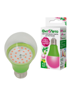 Лампа светодиодная LED-A60-8W/SPSB/E27/CL PLP30GR 8Вт A60 грушевидная прозрачная для растений спектр для рассады и цветения (упак. картон) Uniel UL-00004581