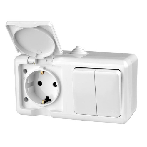 Блок ОП Dita (розетка 16А 250В с заземл. + 2-кл. выкл. 10А) IP54 бел. TOKOV ELECTRIC TKL-DT-V2RZ-C01-IP54 Блок ОП Dita (розетка 16А 250В с заземл. + 2-кл. выкл. 10А) IP54 бел. TOKOV ELECTRIC TKL-DT-V2RZ-C01-IP54