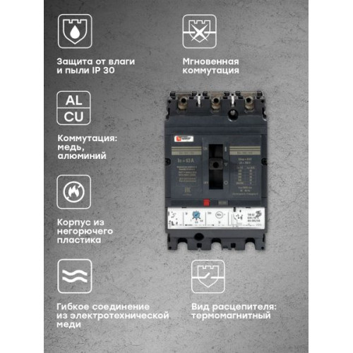 ВА-99C 100/63А 3P 35кА с термомагнитным расцепителем EKF ВА-99C 100/63А 3P 35кА с термомагнитным расцепителем EKF