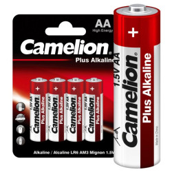 Элемент питания алкалиновый AA/LR6 1.5В Plus Alkaline LR6-BP4 (блист.4шт) Camelion 7370