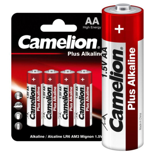 Элемент питания алкалиновый AA/LR6 1.5В Plus Alkaline LR6-BP4 (блист.4шт) Camelion 7370