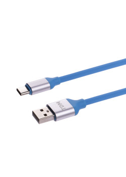 Дата-кабель, ДК 17, USB - USB Type-C, 1 м, силиконовая оплетка, голубой, TDM