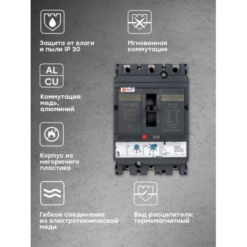 ВА-99C 250/250А 3P 45кА с термомагнитным расцепителем EKF ВА-99C 250/250А 3P 45кА с термомагнитным расцепителем EKF