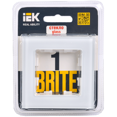 BRITE Рамка 1 -местная РУ-1-2-БрБ стекло белый IEK