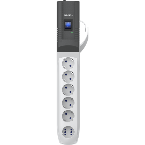 Сетевой фильтр Pilot Pro GP 6 розеток (5 евро + 1Gadget Parking) 1.8 м, автомат защиты/ Surge protector Pilot PRO GP 6 outlets (5 euro + 1 without ground) 10A / 2.2kVt, 1.8m, automatic circuit-breaker