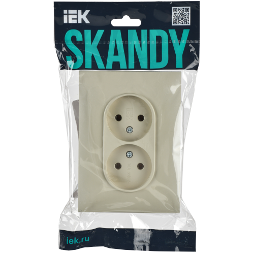 SKANDY Розетка 2-местная без заземления без защитных шторок 10А в сборе SK-R10B бежевый IEK