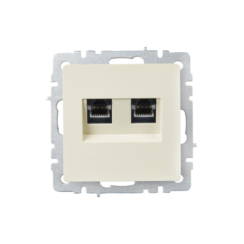 BRITE Розетка компьютерная двойная RJ45 кат.6 РК11-2-БрКр бежевый IEK BRITE Розетка компьютерная двойная RJ45 кат.6 РК11-2-БрКр бежевый IEK