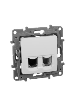 Розетка двойная/ Розетка двойная RJ11+RJ45 кат.5E UTP белый ETIKA