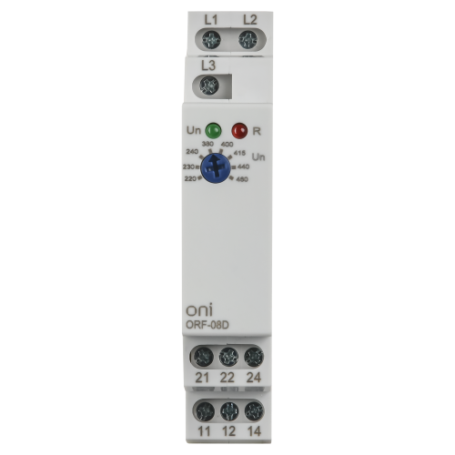 Реле контроля фаз ORF-08D 3 фазы 2 контакта 220-460В AC ONI Реле контроля фаз ORF-08D 3 фазы 2 контакта 220-460В AC ONI
