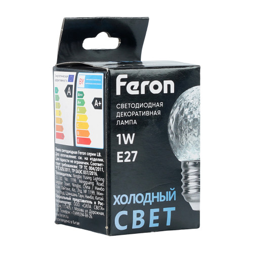 Лампа светодиодная Feron LB-385 Шарик 6400K прозрачный E27 1W 230V Лампа светодиодная Feron LB-385 Шарик 6400K прозрачный E27 1W 230V