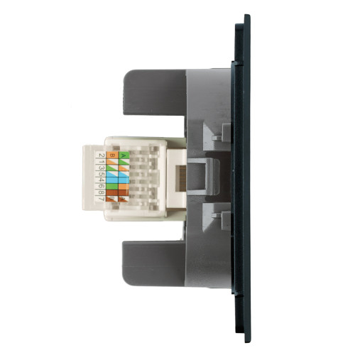 Розетка компьютерная 1-местная RJ-45 (механизм), STEKKER, серия Мия, RST00-3117-05, черный бархат