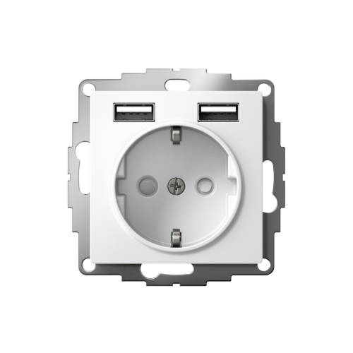 ATLASDESIGN РОЗЕТКА 16А c 2 USB A+A, 5В/2,4А, 2х5В/1,2А, механизм, ЛОТОС
