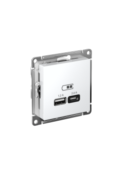 ATLASDESIGN USB РОЗЕТКА А+С, 5В/2,4А, 2х5В/1,2А, механизм, ЛОТОС