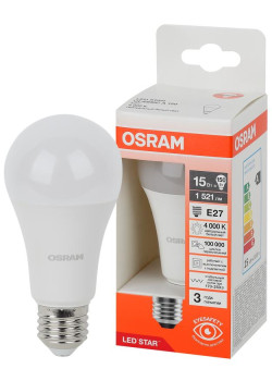Лампа светодиодная LED Star 15Вт 4000К нейтр. бел. E27 1521лм A угол пучка 180град. 170-250В (замена 150Вт) матов. пластик OSRAM 4058075695412