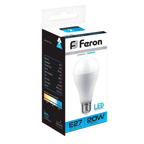 Лампа светодиодная Feron LB-98 Шар E27 20W 175-265V 6400K Лампа светодиодная Feron LB-98 Шар E27 20W 175-265V 6400K