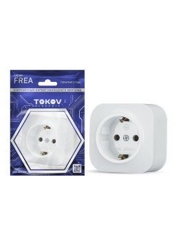 Розетка 1-м ОП Frea 16А IP20 250В с заземл. АБС-пластик бел. TOKOV ELECTRIC TKE-FR-R1Z-C01
