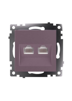 Розетка компьютерная 2-местная RJ-45 (механизм) STEKKER GLS00-7109-04, серия Катрин, шоколад