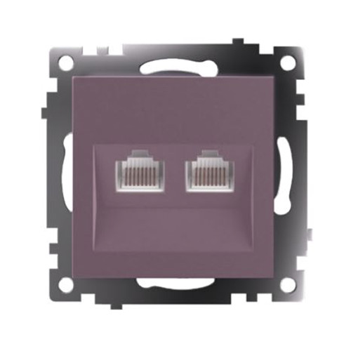 Розетка компьютерная 2-местная RJ-45 (механизм) STEKKER GLS00-7109-04, серия Катрин, шоколад