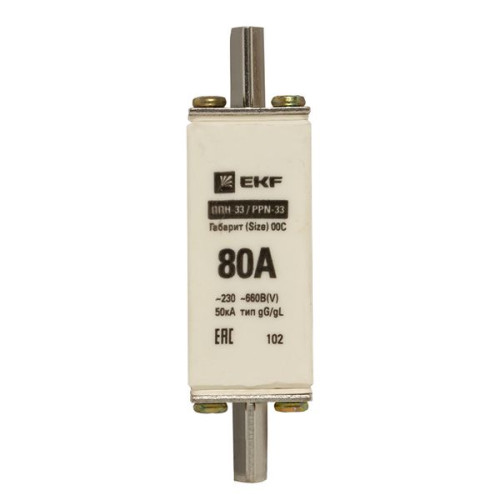 Плавкая вставка ППН-33 100/80А габарит 00С EKF Плавкая вставка ППН-33 100/80А габарит 00С EKF