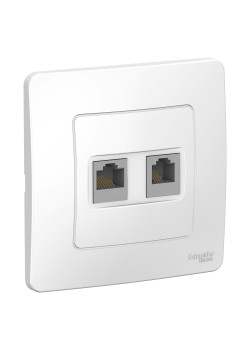 BLANCA С/У РОЗЕТКА двойная: комп.RJ45, кат.5E + телефон. RJ11, БЕЛЫЙ
