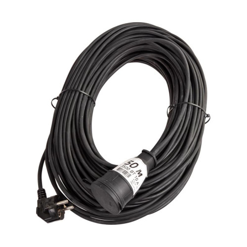 Удлинитель-шнур 1х50м 10А IP44 3500Вт 220-350В КГ 2х1.0мм каучук КОСМОС YSHKsm50m-1g(10A)KG