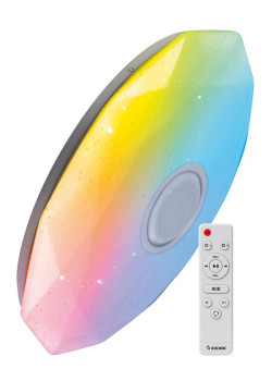 Светильник светодиодный PREMIUM DIAMOND-RGB 75Вт 230В 3000-6500К 6000лм IP40 502х83мм управляемый настенно-потолоч. с RGB подсветкой и BT колонкой КОСМОС KSDiamRGBmus75W