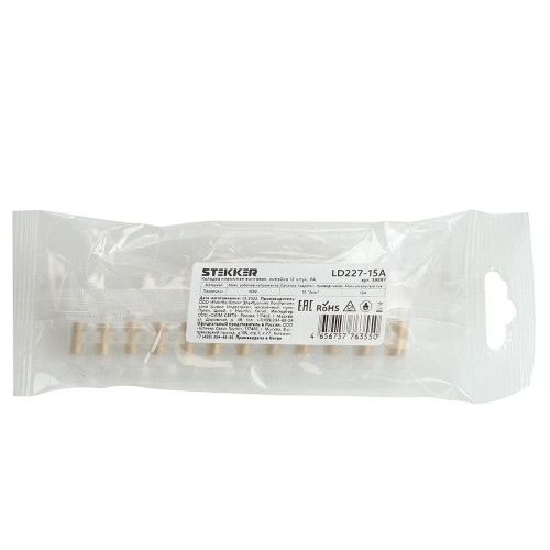 LD227-15A Зажим винтовой изолированный 450В, 15А, 12 пар, полиэтилен DIY