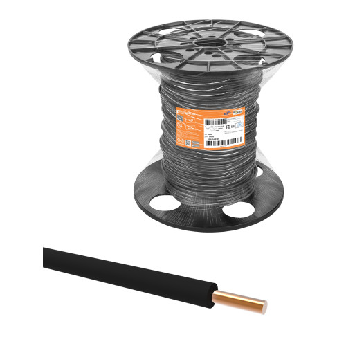 Провод ПуВнг(А)-LS 1х10,0 ГОСТна катушке  (150м), черный TDM