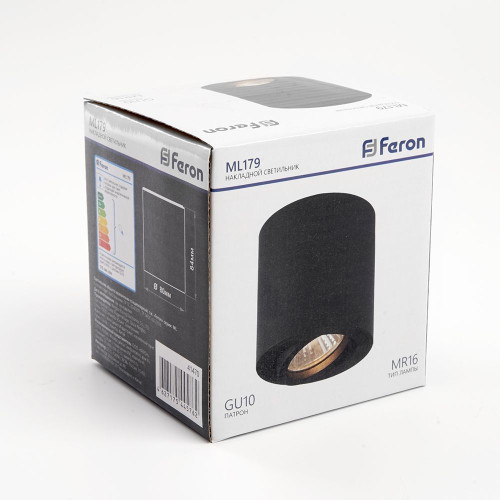 Светильник потолочный Feron ML179 MR16 GU10 35W 230V, черный Светильник потолочный Feron ML179 MR16 GU10 35W 230V, черный