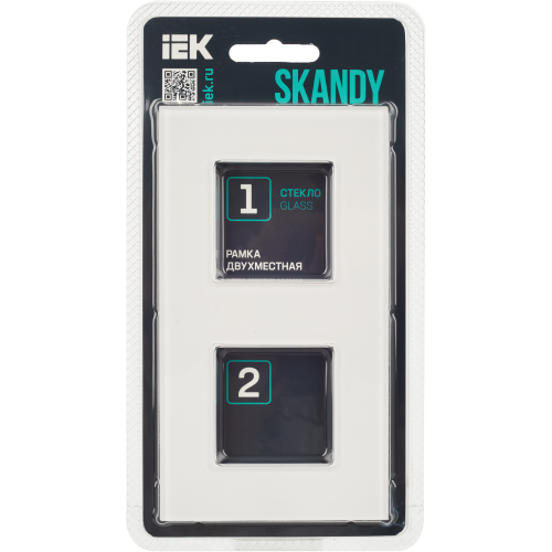 SKANDY Рамка 2-местная SK-F22W стекло арктический белый IEK SKANDY Рамка 2-местная SK-F22W стекло арктический белый IEK
