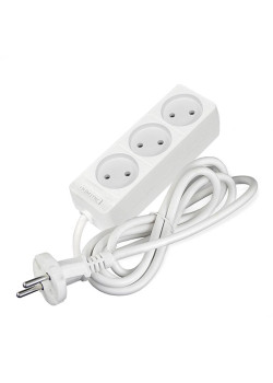 Удлинитель 3х1.5м без заземл. 10А IP20 2.2кВт ПВС 2х0.75 бел. DOMTOK 2370