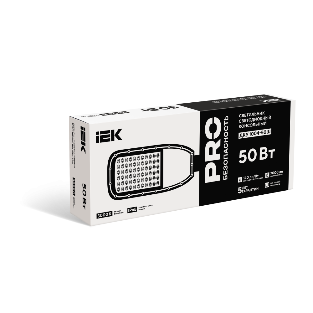 Светильник светодиодный консольный ДКУ 1004-50Ш 3000К IP65 серый IEK