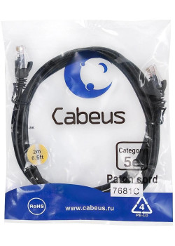 Cabeus PC-UTP-RJ45-CAT.5E-2M-BK-LSZH