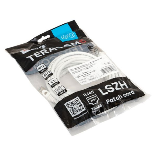 Патч-корд TERACOM CS Cat.6A экран. S/FTP LSZH белый (5,0м)