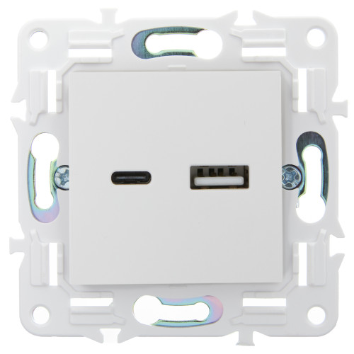 SKANDY Розетка USB A+C 3,1А SK-R14W арктический белый IEK SKANDY Розетка USB A+C 3,1А SK-R14W арктический белый IEK