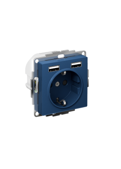 ATLASDESIGN РОЗЕТКА 16А c 2 USB A+A, 5В/2,4А, 2х5В/1,2А, механизм, АКВАМАРИН