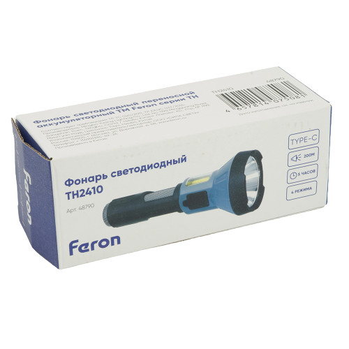 Фонарь ручной Feron TH2410 с аккумулятором USB ZOOM Фонарь ручной Feron TH2410 с аккумулятором USB ZOOM