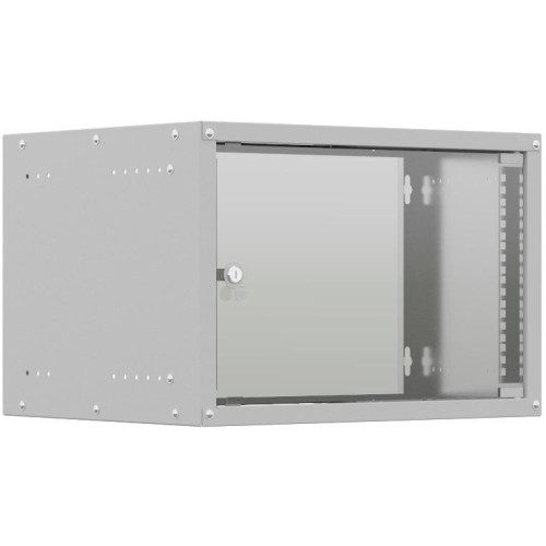 Шкаф коммутационный NTSS Lime (NTSS-WL6U5560GS) настенный 6U 550x600мм пер.дв.стекл несъемн.бок.пан. 30кг серый 520мм 12кг 110град. 370мм IP20 сталь