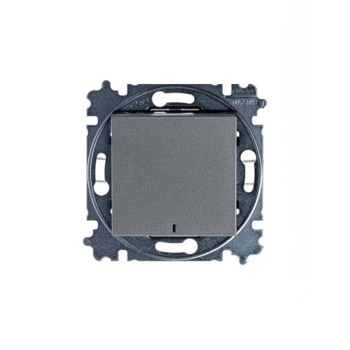 Выключатель 1-кл. СП Levit IP20 с подсветкой сталь/дым. черн. ABB 2CHH590146A6069 Выключатель 1-кл. СП Levit IP20 с подсветкой сталь/дым. черн. ABB 2CHH590146A6069